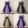Retro Princess Gown With Puff Sleeves And Tie Waist For Stage Show And Cultural Events
