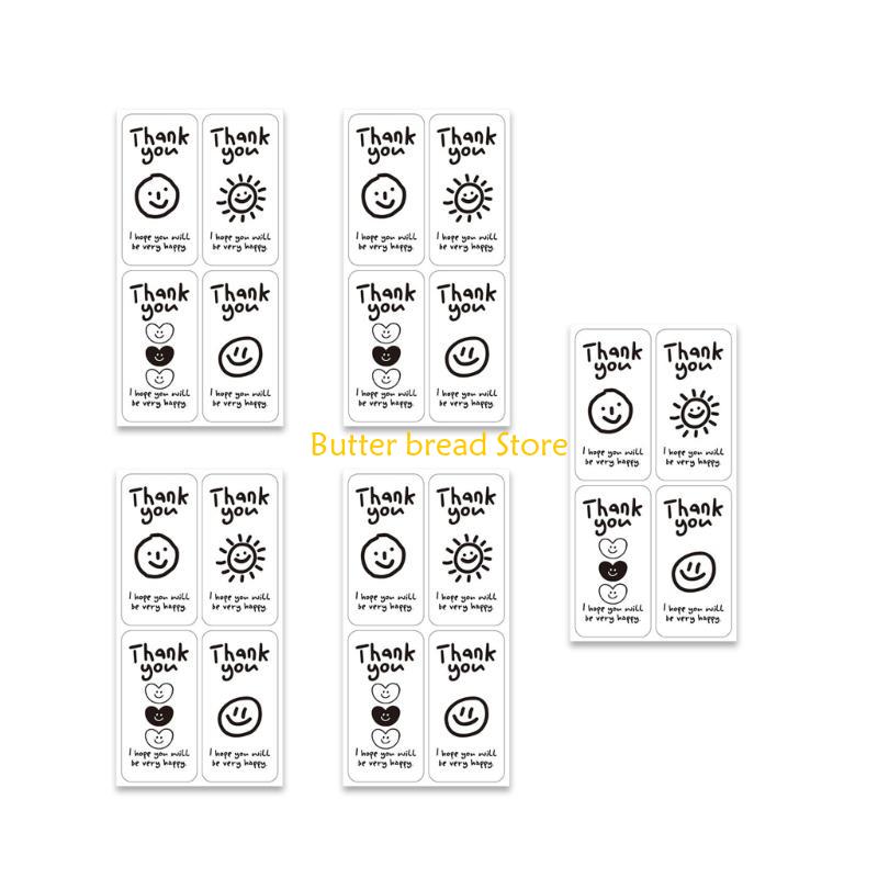 W89C 125Pcs Thank You Stickers Rectangular Wrapping Labels Self-adhesive Labels for Wedding Small Businesses, Online Retailer