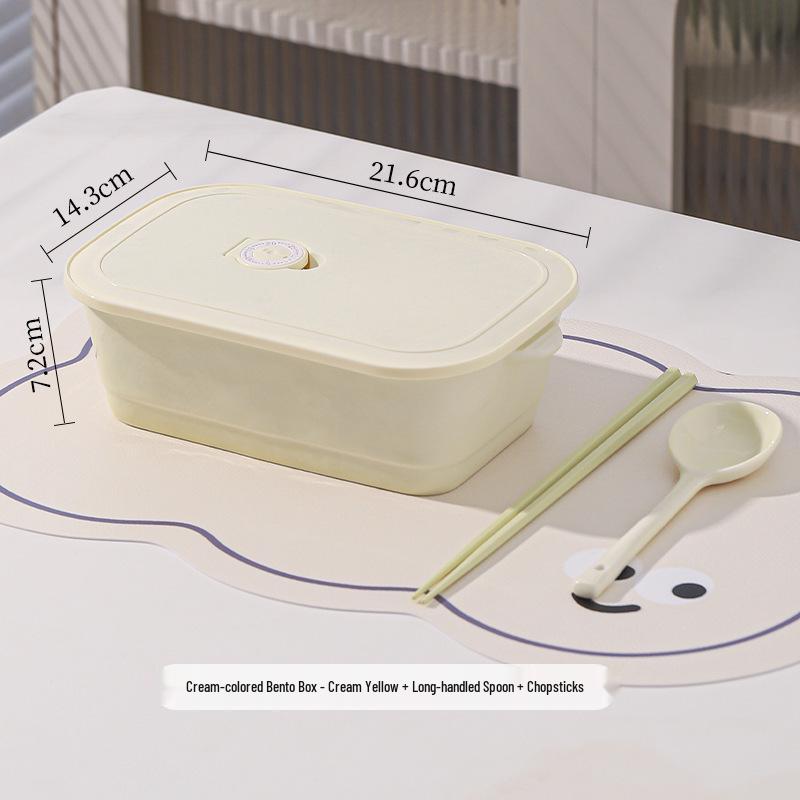 Ceramic Divided Lunch Box with Lid – Microwave Safe Bento Box for Students and Office Workers