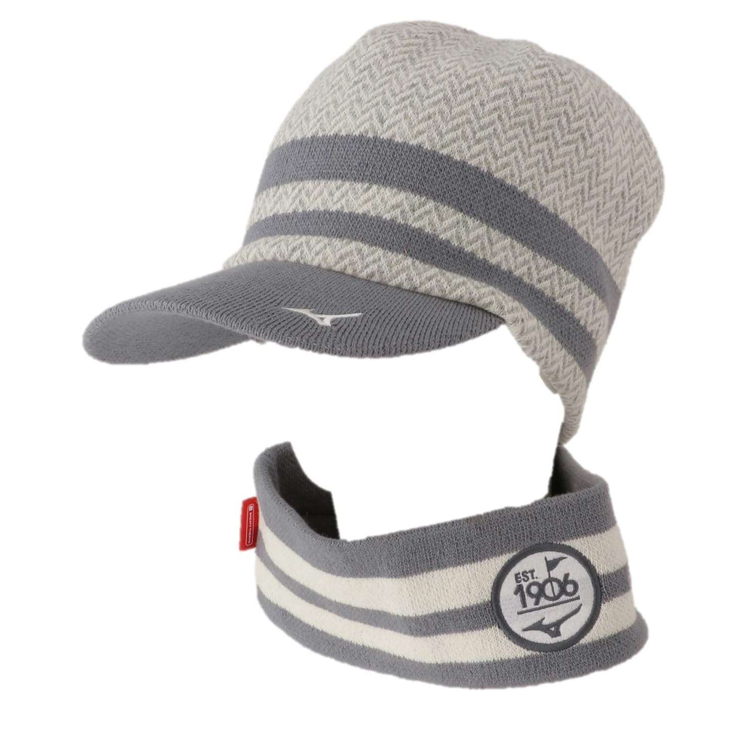 

Mizuno Breath Thermo Golf Brimmed Knit Cap with Neck and Size One Size Fits Most Warmer, Moisture-Wicking Heat-Generating, Men s Gray, E2MWA505, (Head серый