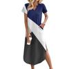 Women's Casual Comfortable V Neck Loose Hem Split Vacation Short Sleeve Geometric Long Dresses