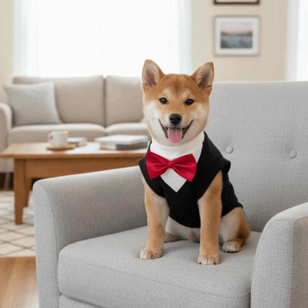 Stylish Fleece Dog Tuxedo Clothes Warm Formal Outfit Dog Tailcoat Comfortable Dog Blazer Vest Formal Occasion