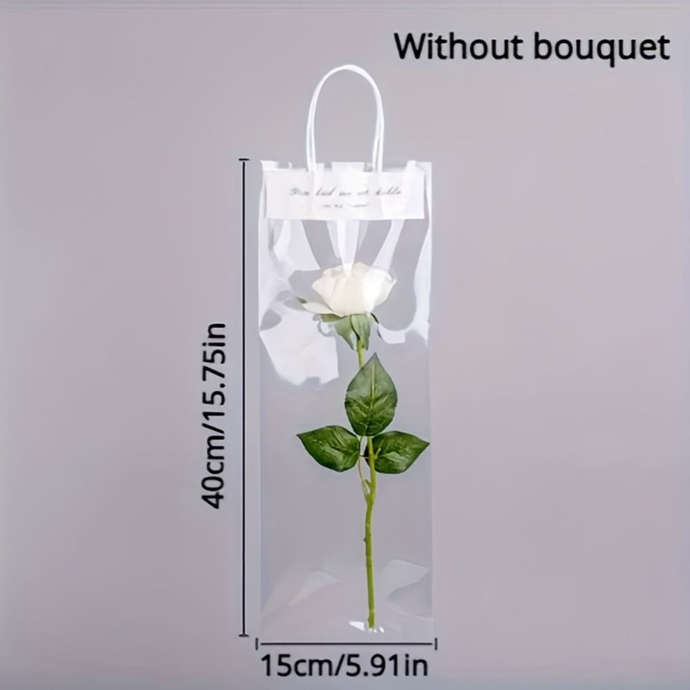 Transparent Transparent PVC Handbag Water Proof Fresh Flower Flower Packaging Bag Hand-held Design Single Stem