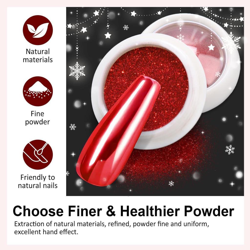 6-Color Champagne Magic Mirror Nail Powder: High-Gloss Aurora Titanium Gold Fairy Glitter.