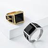 Retro Trend Titanium Steel Imitation Black Gemstone Masonic Ring Men's Niche High-end Hand Jewelry