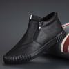 New Winter Style Men's High Top Plus Velvet Warm Leather Shoes Trendy Versatile Flat Shoes Martin Boots Leather Shoes