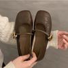Flat Shoes for Women's 2025 Spring New Style French Retro Versatile Square Toe Shallow Mouth Pumps for Women Mary Jane Shoes