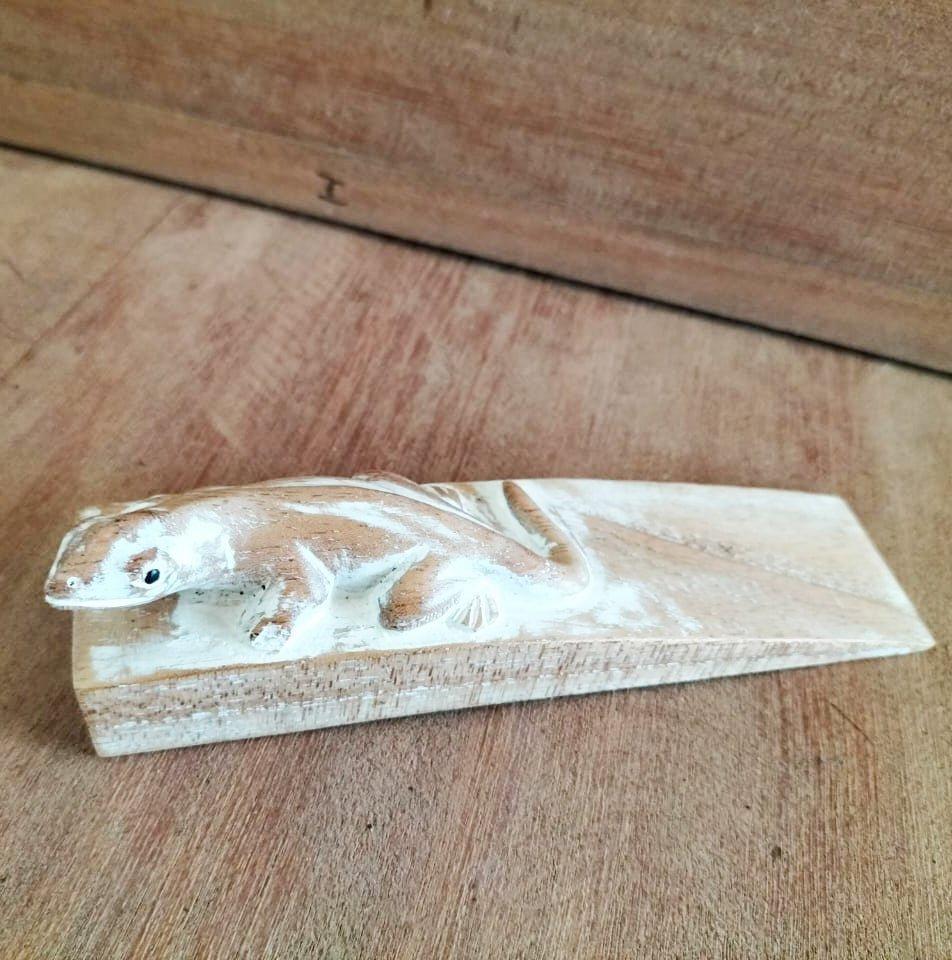 Door Stop, Hand Carved Gecko