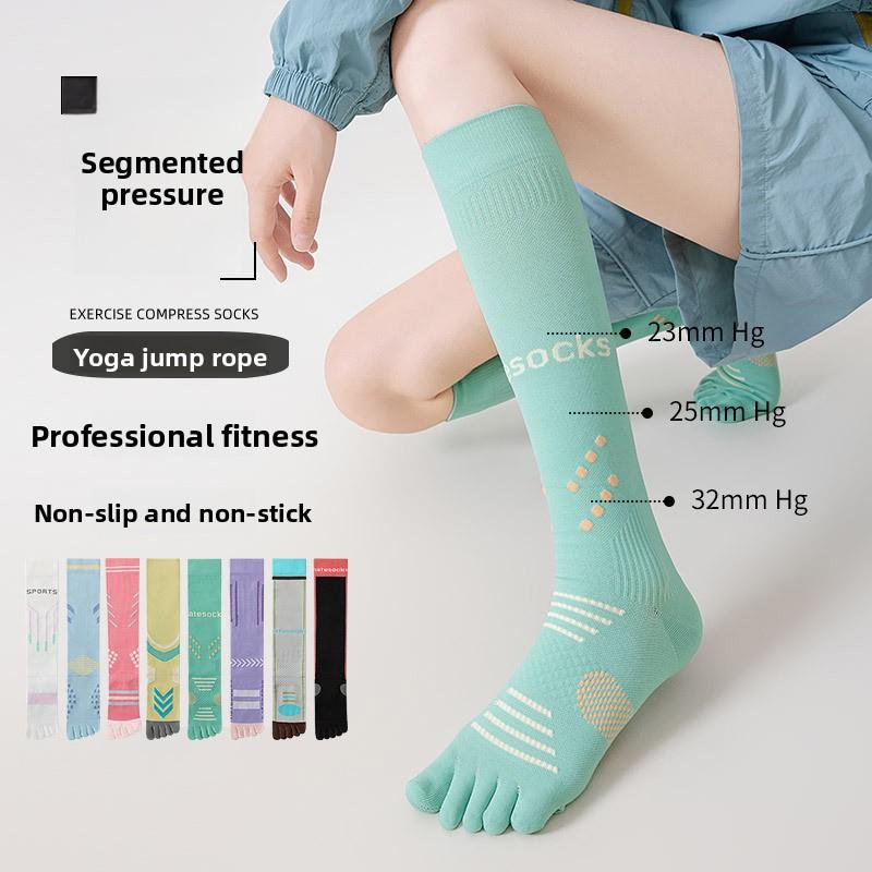 Female Professional Fitness Running Jump Rope Yoga Lean Leg Muscle Can Pressure Five Finger Calf Socks