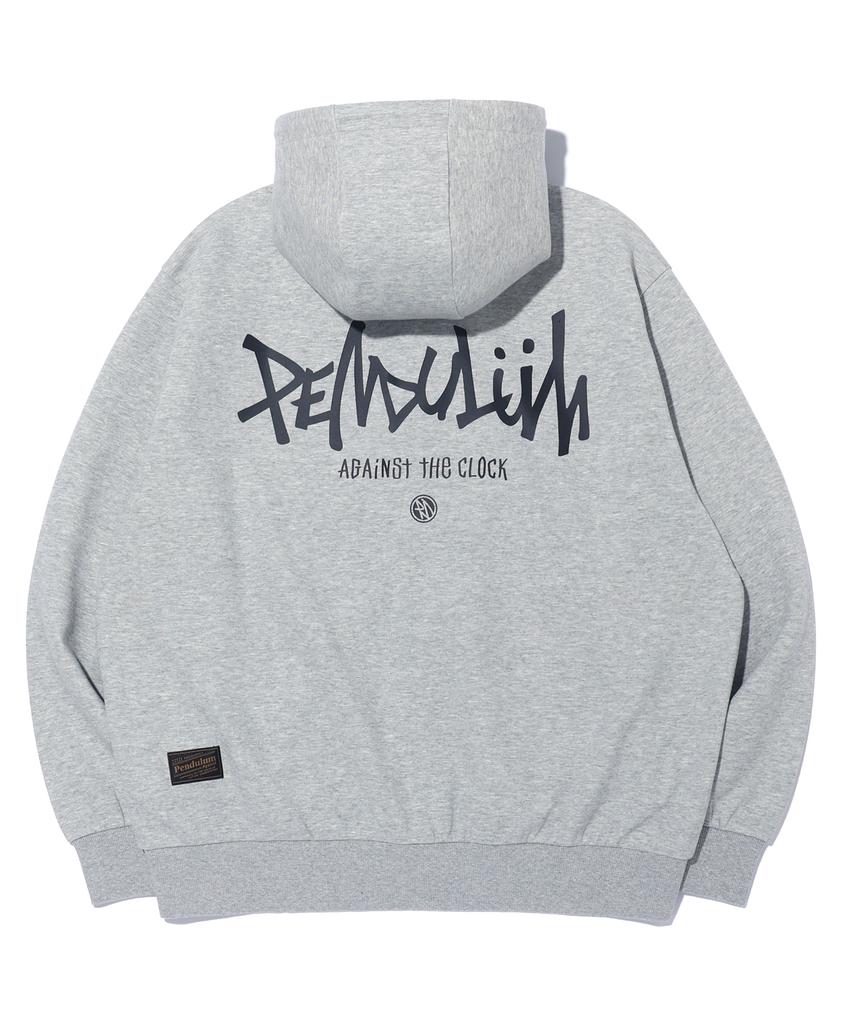 Pendulum Back Logo Two-Way Zip-Up Hoodie Lq1Ju036_Melange Grey