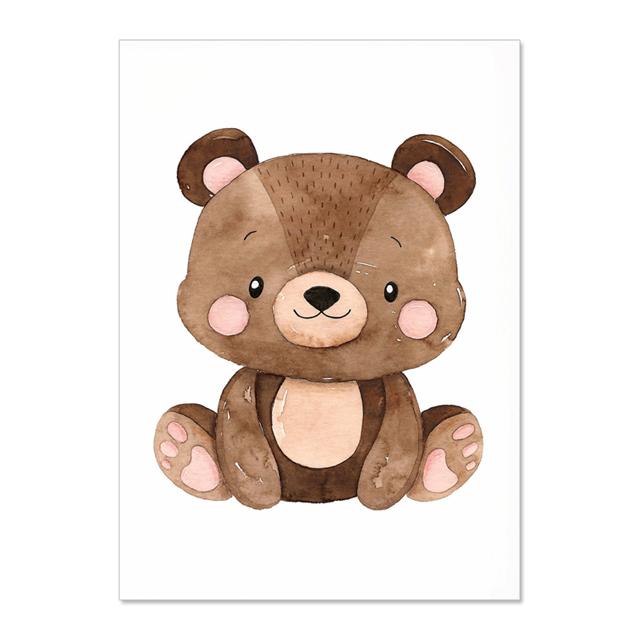 Animal Rabbit Sika Deer With Flowers Nursery Wall Art Canvas Painting Posters And Prints Wall Pictures Baby Kids Room Décor No Frame