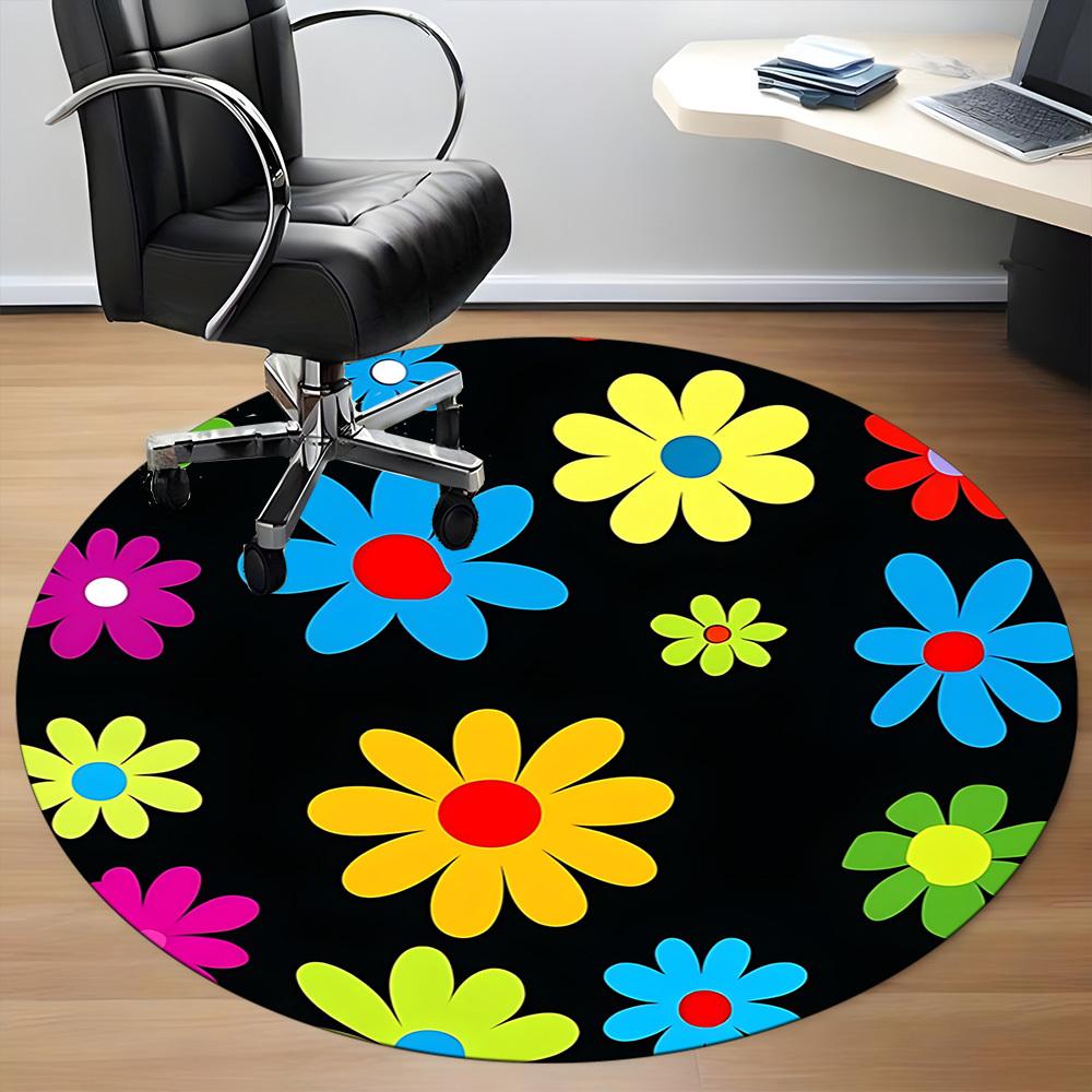 1PC Flower Pattern Chair Carpet for Office, Indoor Non-Slip Washable Carpet, Soft Comfortable Mat For Office Room yy250930155