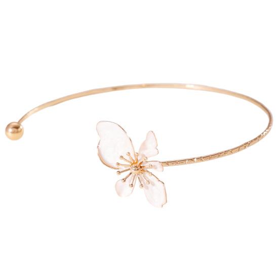 Flower Cuff Choker Enamel Flower Cuff Necklace Elegant Adjustable Wire Choker for Women Parties Holiday Beach Vacation Jewelry