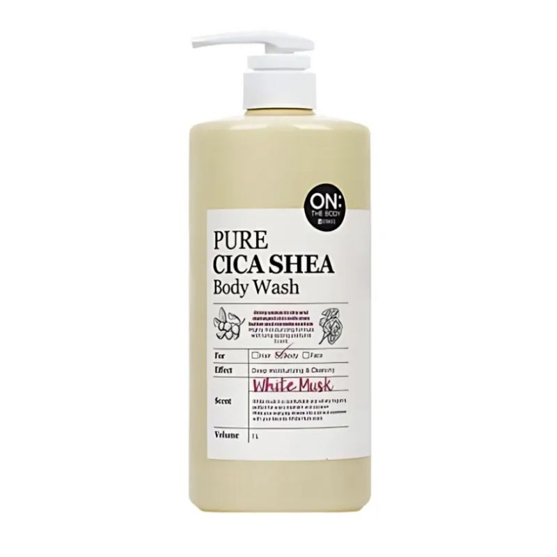 ON THE BODY Pure Cica Shea Body Wash 1L – Gentle Soothing & Moisturizing Body Cleanser 01 White musk scent