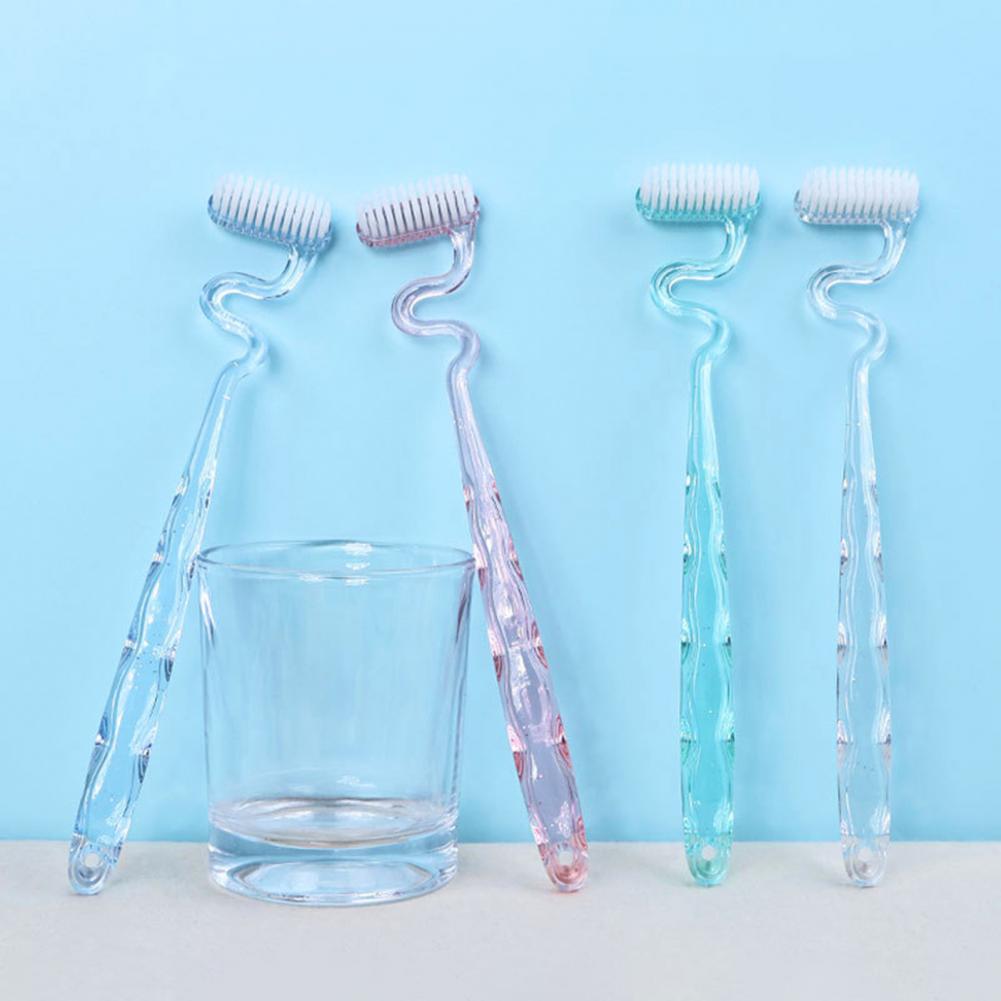 19cm Toothbrush With Hanging Hole Design S-Shaped Vertical Brush Soft Bristles Anti-Slip Handle Toothbrush Tongue Massage Tools