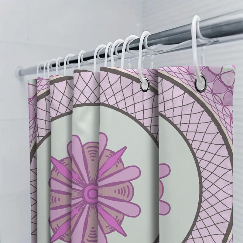 Colorful Mandala Shower Curtain Pink And Purple Floral Decorative Bath Rug Set For Home Bathroom Accessories Non-Slip Waterproof