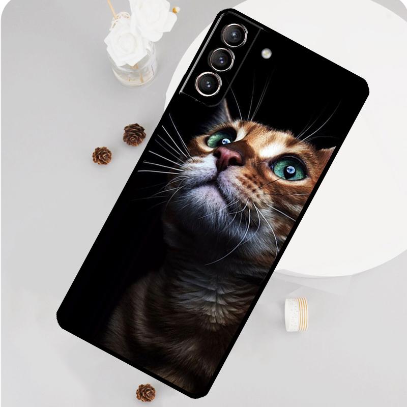 Cat Staring Eye Phone Case For Samsung Galaxy S26 S25 S24 S20 S21 S22 S23 Ultra S10 Plus S25 FE Funda Cover