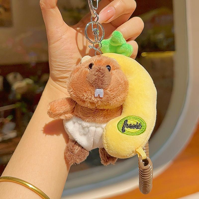 Plush Soft Marmot Phone Keychain With Cartoon Theme For Backpack Gift And