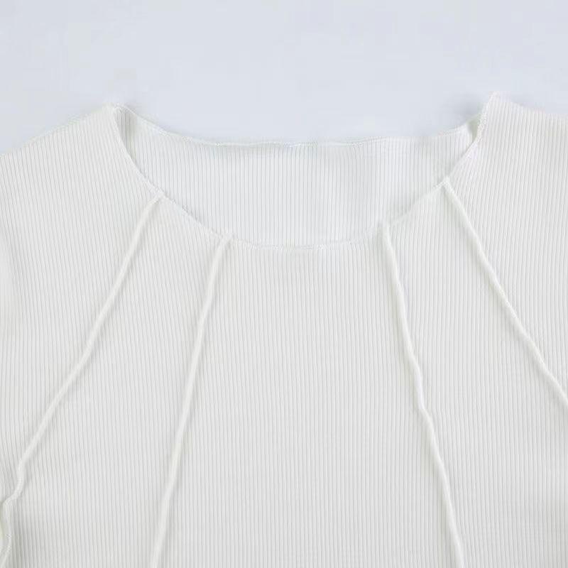 Women Black Ribbed Long Sleeve Top Round Neck Fitted New Casual Versatile Blouse
