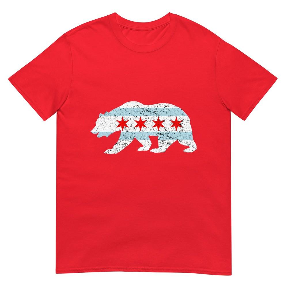 Sweet Vintage Retro Chicago City Flag Bear Print Tshirt S