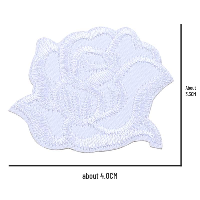 Self-Adhesive Small Embroidered Rose Patch - Fabric Jacket Label & Journal Decoration
