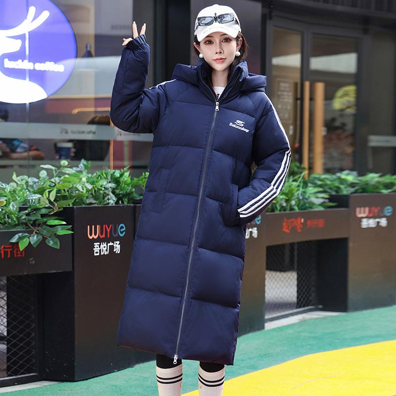 New 2025 new winter down cotton jacket women's long over the knee student couple cotton jacket cargo coat