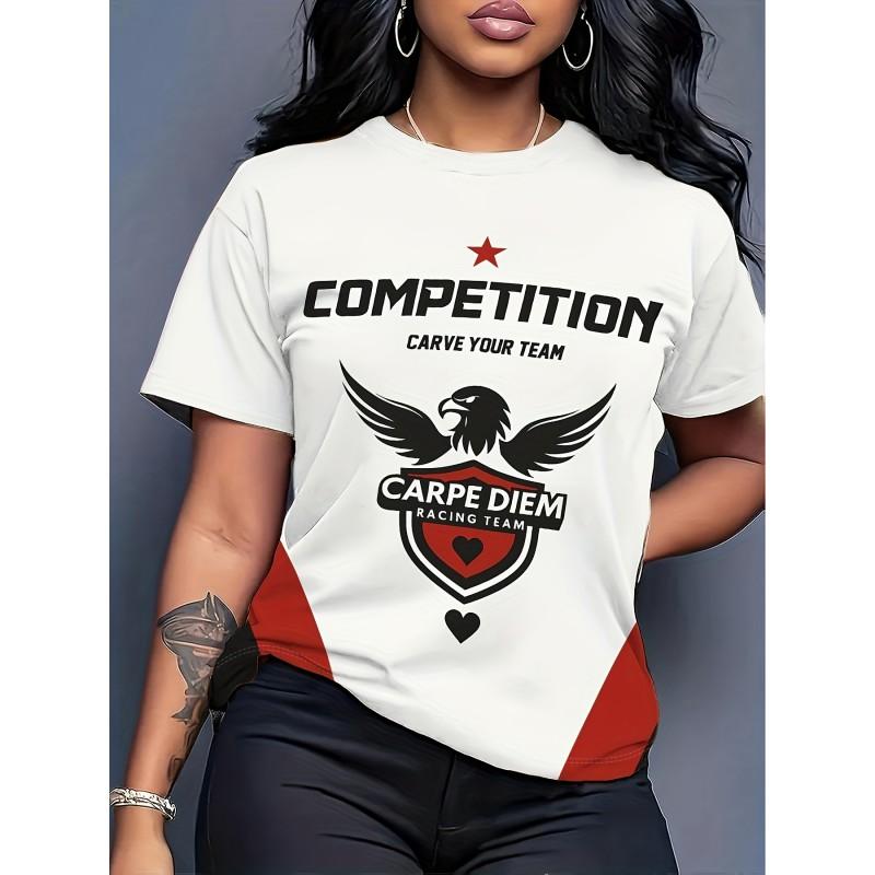 Comfortable Loose Fit Cotton Blend Crew Neck Short Sleeve Tee With 3D Print Design Women 2025