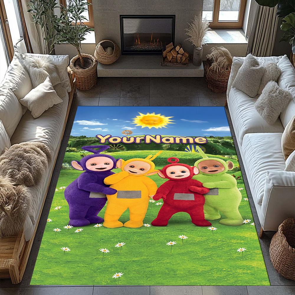 Teletubbies Personalized Name Area Rug Suitable for Living Rooms Decorate Room Dormitory Foyer Antislip Carpet Anime Office Decor