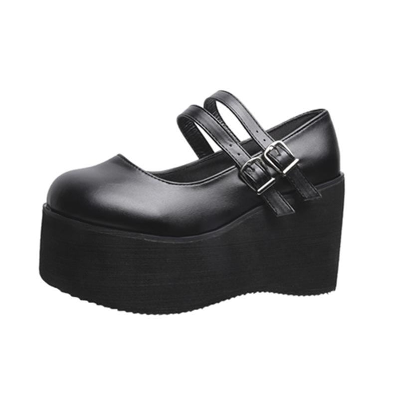 Summer 2022 Retro Patent Leather Mary Jane Shoes - Round Toe, Size 43, Platform Wedge Heel, Shallow Mouth