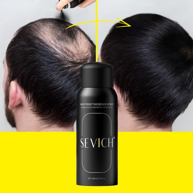 SEVICH Spray de Fibres Capillaires 80ml Poudre de Repousse Capillaire Naturel Épaississant Instantanément Retouche Racines Spray de Fibres Capillaires Produits pour la Perte de Cheveux