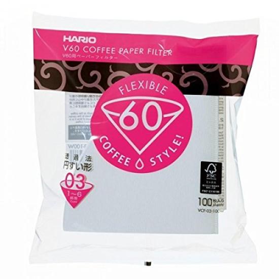 HARIO V60 Paper Filters 03W of (100 Sheets) VCF-03-100W (Pack 10)