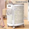 Foldable Medium Large White Laundry Baskets with Lid White Multi-Functional Portable Dirty Clothes Hamper with Wheels
