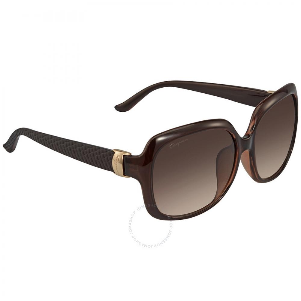 Salvatore Ferragamo Braune Verlaufs-Rechteckige Damen Sonnenbrille Sf739sa 210 59