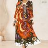 Women Plus Size Two Piece Dress Set Tie Neck Three Quarter Sleeve Cardigan Sleeveless Long Dress Halloween Ghost Pumpkin Printed White