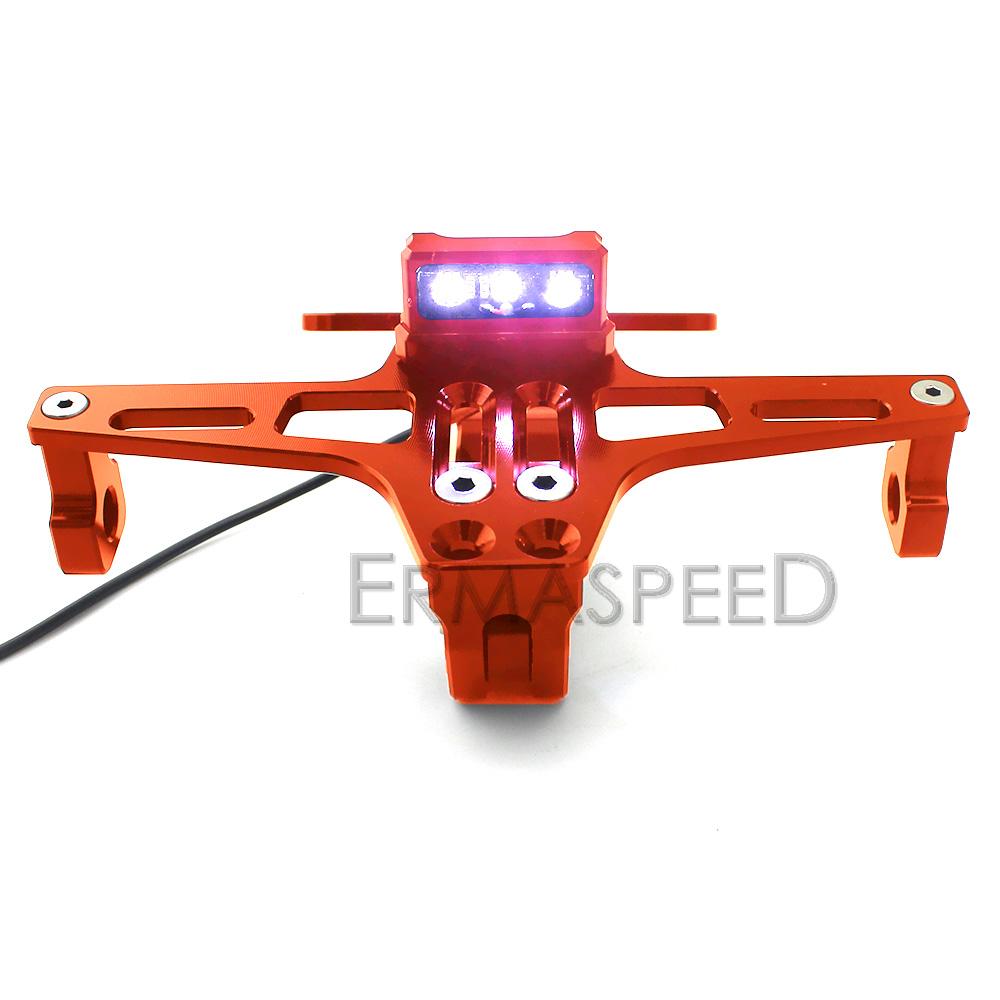 Motorcycle License Plate Bracket with LED Light Black Motorcycle Number Plate Holder for Motorbike Moto Dirt Bike