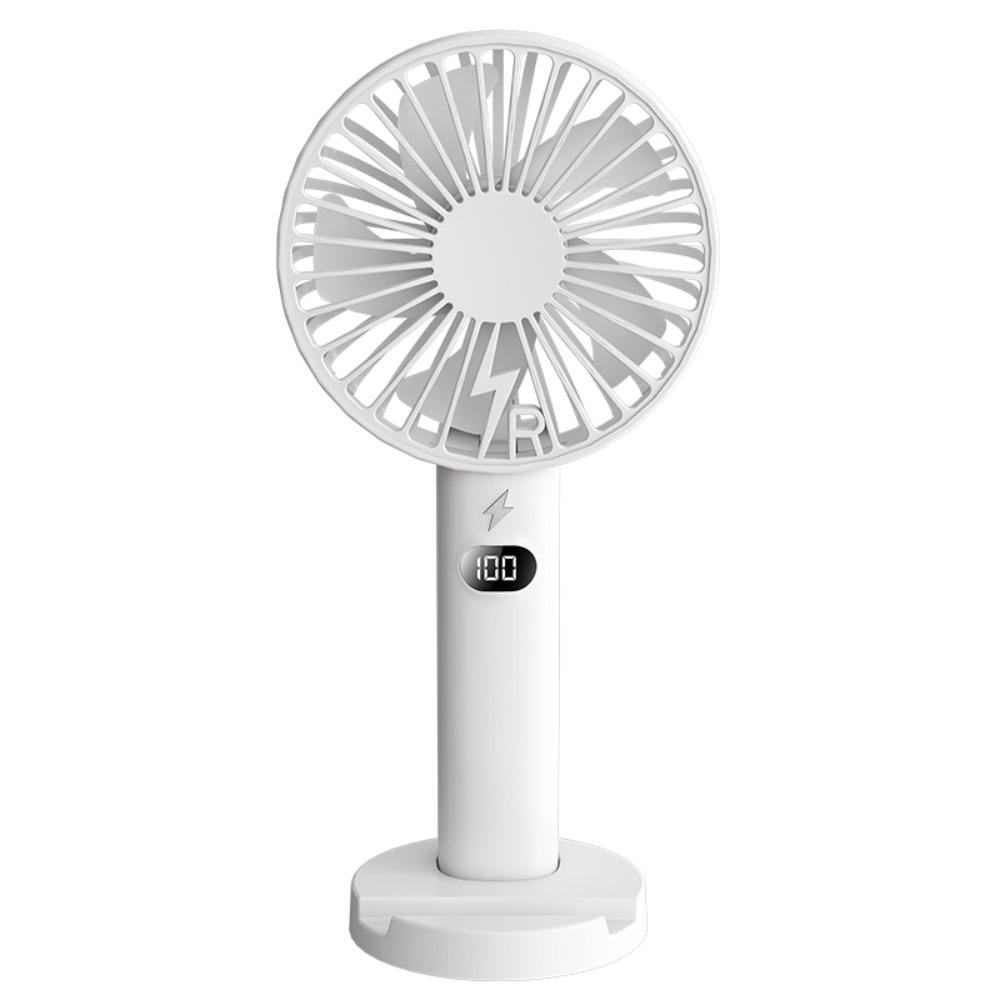 LCD Display Mini Fan With Phone Holder 5-Speed Wind Desk Fan Portable Charging Fan