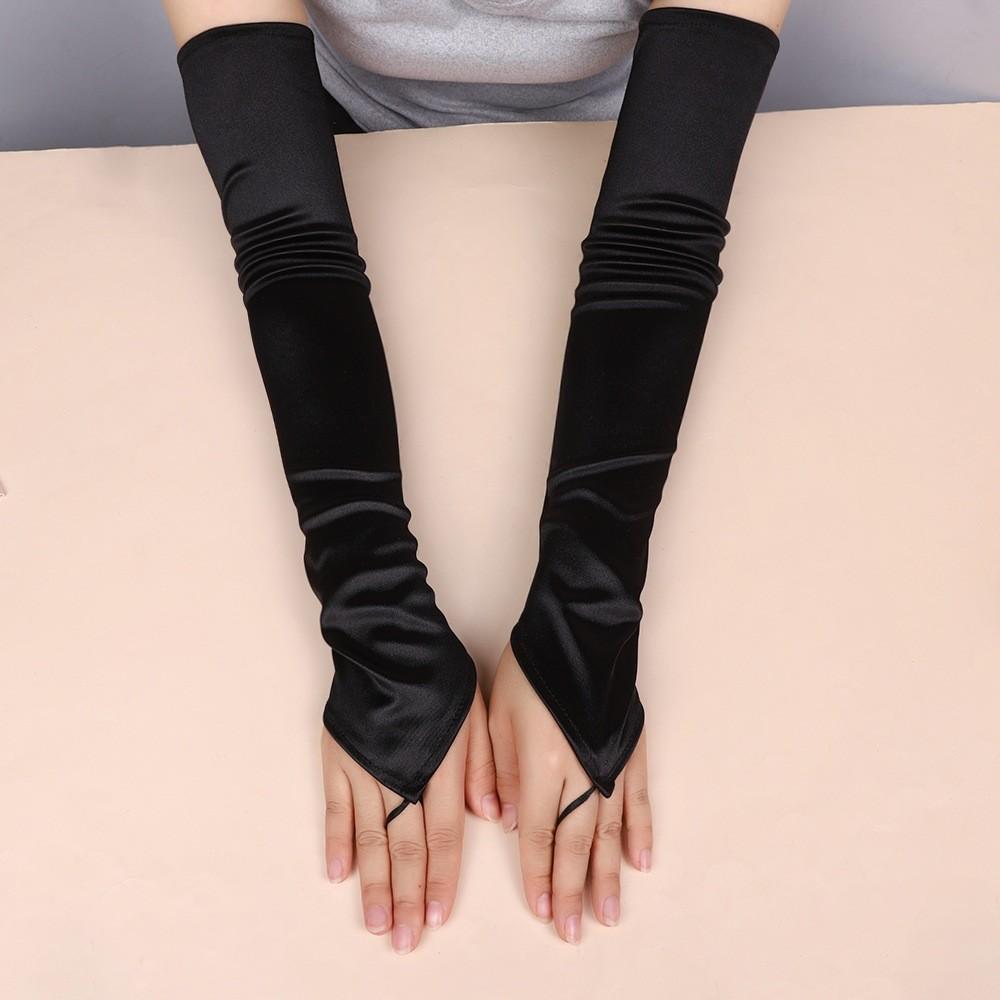 Summer Satin Fingerless Gloves With Sunblocking Function For Dress Up And Events