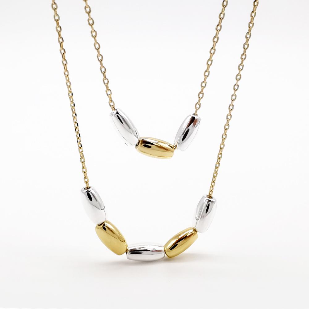 

Women s Gold Geometric Pendant Necklace with Tassel and White Beads