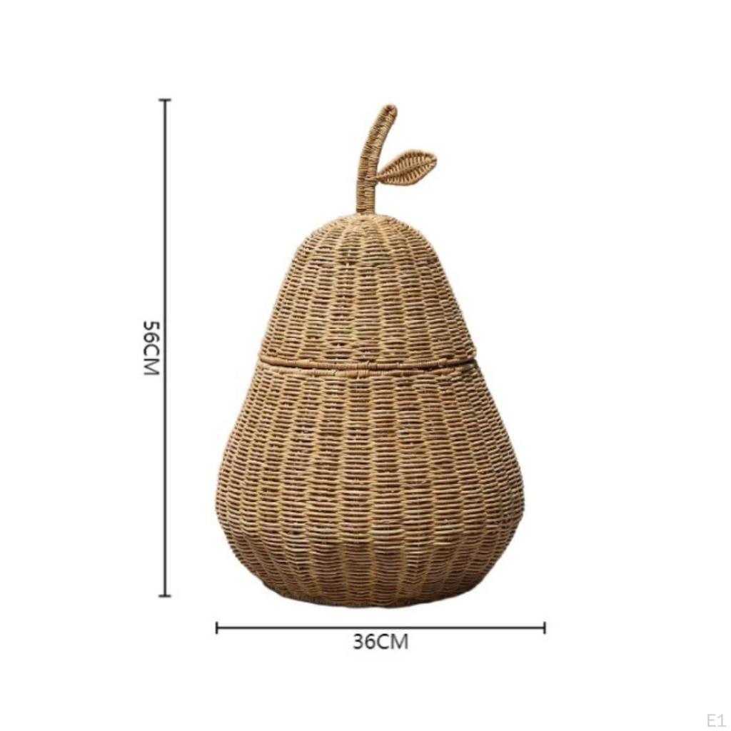 PearShaped Basket with Lid Handwoven Wicker Storage Decorative for Kids, Infant,
