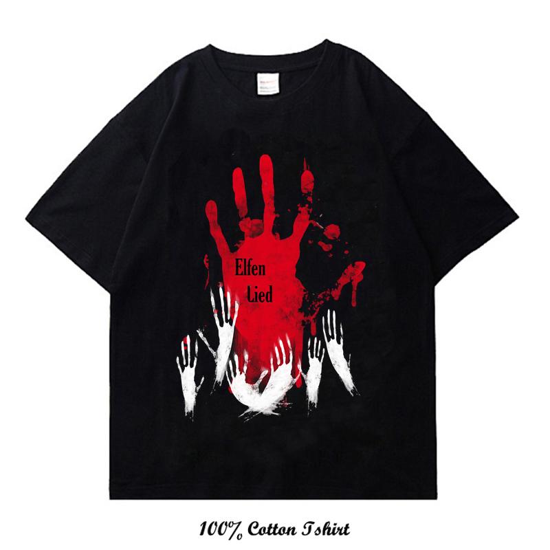 Nový letní styl ležérní tričko Elfen Lied nadměrné vintage pánské dámské s grafickým potiskem streetwear oblečení 100% bavlna topy trička