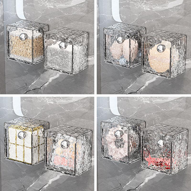 Cotton Pad Storage Box Bathroom Storage Box Under The Mirror Cotton Swab Storage Box with Lid Lipstick Jewelry Organizer Box