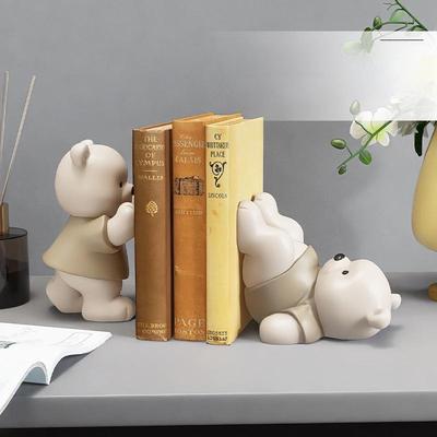 "Healing Bear Book Holder: Small Ornament for Living Room, Porch, TV Cabinet, Home Decor, Children's Room, Study, Desktop Book Stand"