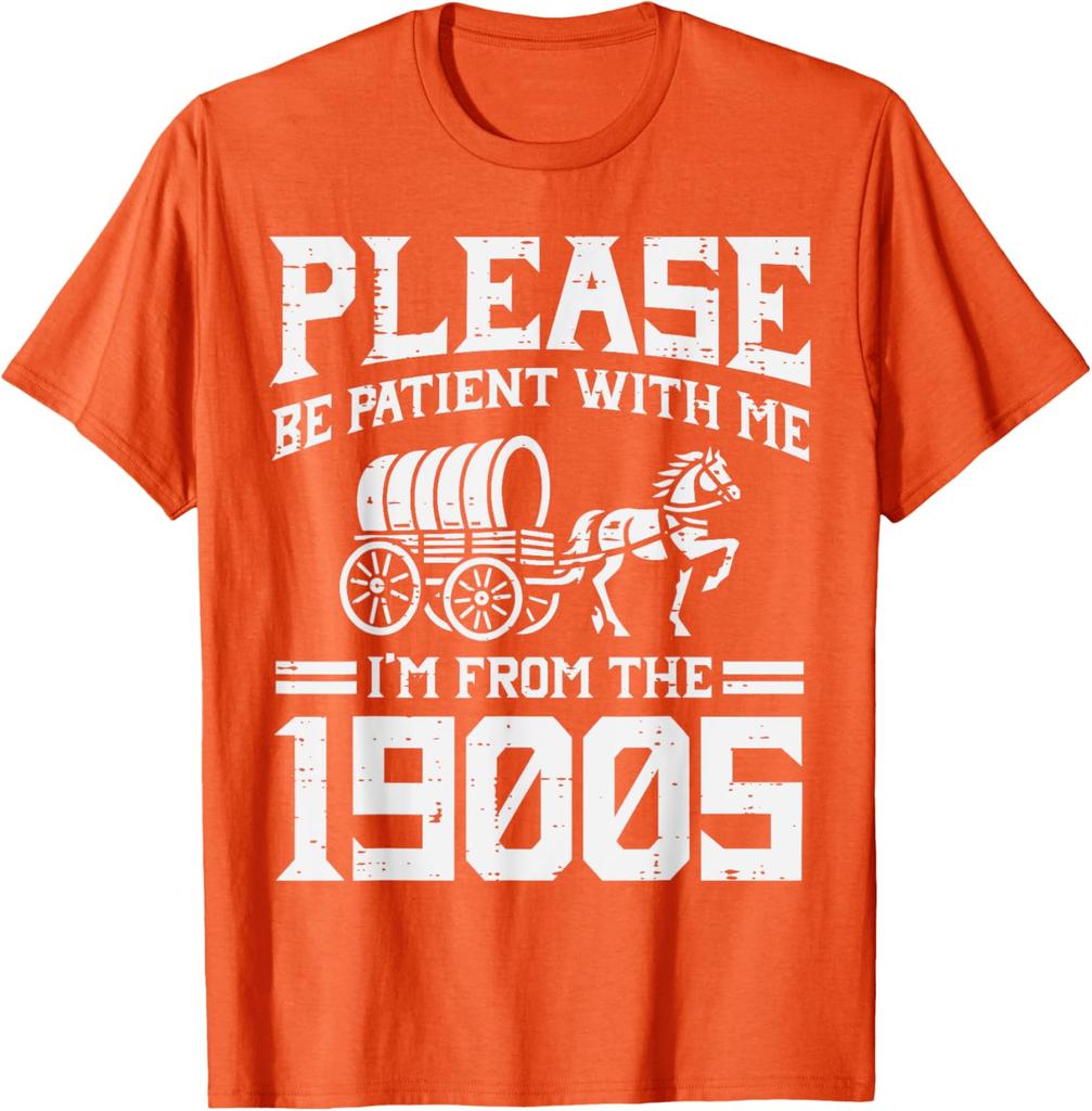 1900s Wagon Horse Vintage Funny Slogan Graphic Tee Casual Cotton Short Sleeve TShirt for Men