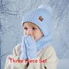 Kinder Winter Strickmütze Handschuhe Nackenwärmer Set für den Außenbereich