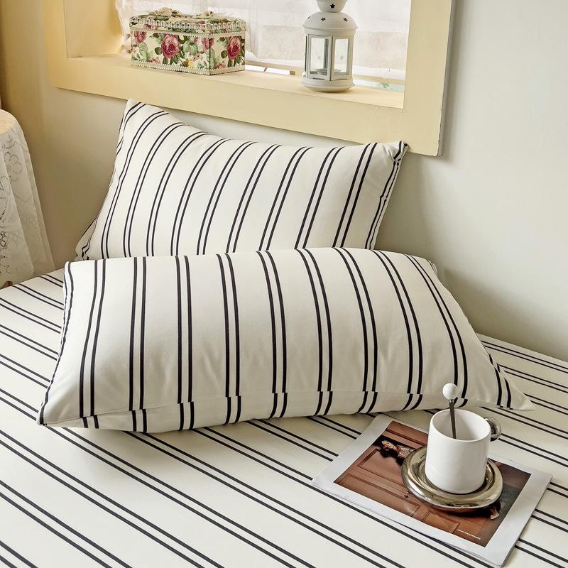 Simple abraded striped mattress single piece washed cotton non-slip fixed mattress cover bed cover Simmons mattress dust protection