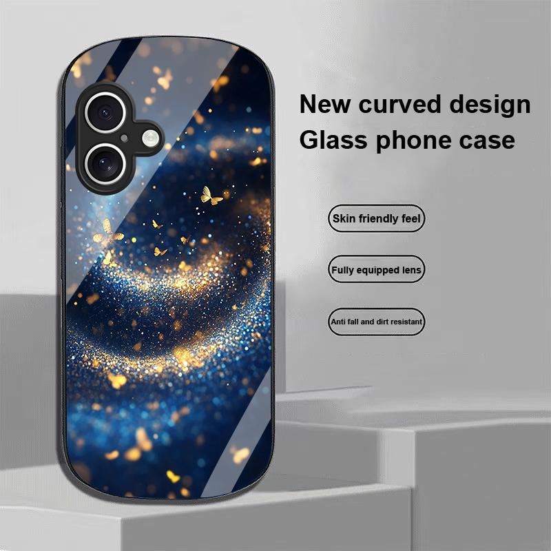 Spiral Vortex Black For Apple IPhone 16 11 13 15 14 Pro Max 12 Mini 7 8 Plus XR X XS Elliptical Shaped Tempered Glass Phone Case
