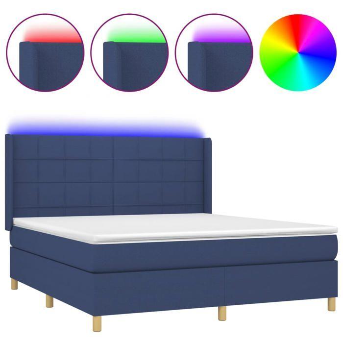 Maison Exclusive - Sommier à lattes de lit matelas et LED Bleu 160x200 cm Tissu