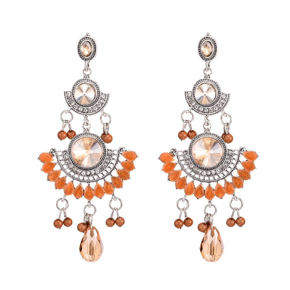 Retro Tassel Earrings Rhinestone Ear Drop Jewelry Ethnic Bride Accessories