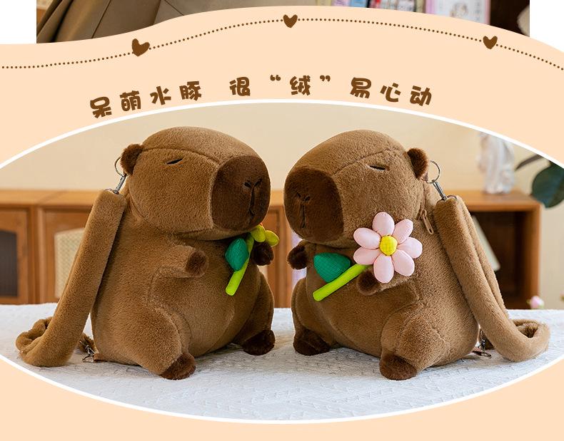 Trendy Capybara Plush Backpack for Girls: Stylish Student & Shopping Bag