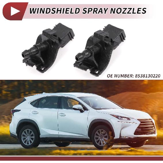 2pcs Windshield Washer Nozzle for Toyota Tacoma 2016-2023 for Lexus RX350 2016-2022 Front Windshield Spray Nozzles Wiper Spray Washer Jet